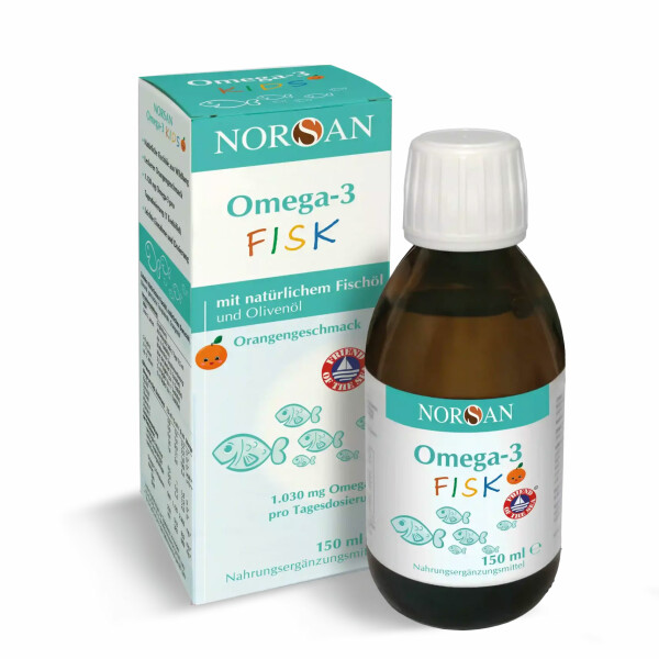 NORSAN Omega-3 FISK Öl für Kinder – Natürliche Omega-3-Quelle mit Orangengeschmack