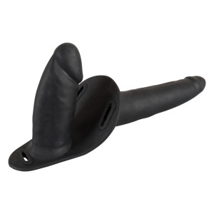 Double Strap-On Black Silicone