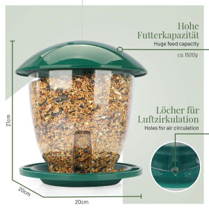 Vogelfutterspender XL mit Stabilem Anflugring für Wildvögel