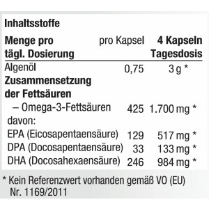 NORSAN Omega-3 Vegan 80 Kapseln -Pflanzliches Omega-3...