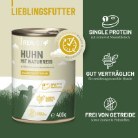 Hundenassfutter - Huhn mit Naturreis an Möhren & roten Johannisbeeren | versch. Größen